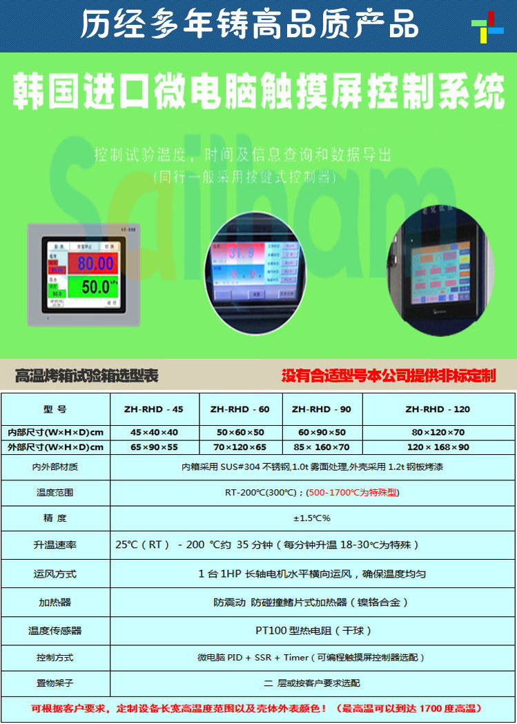 正航500度高温烘箱选型表